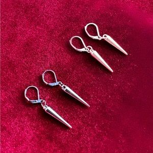 Spiked Metal Earrings, Handmade Gothic Jewelry, Silver Earrings, Black Earrings